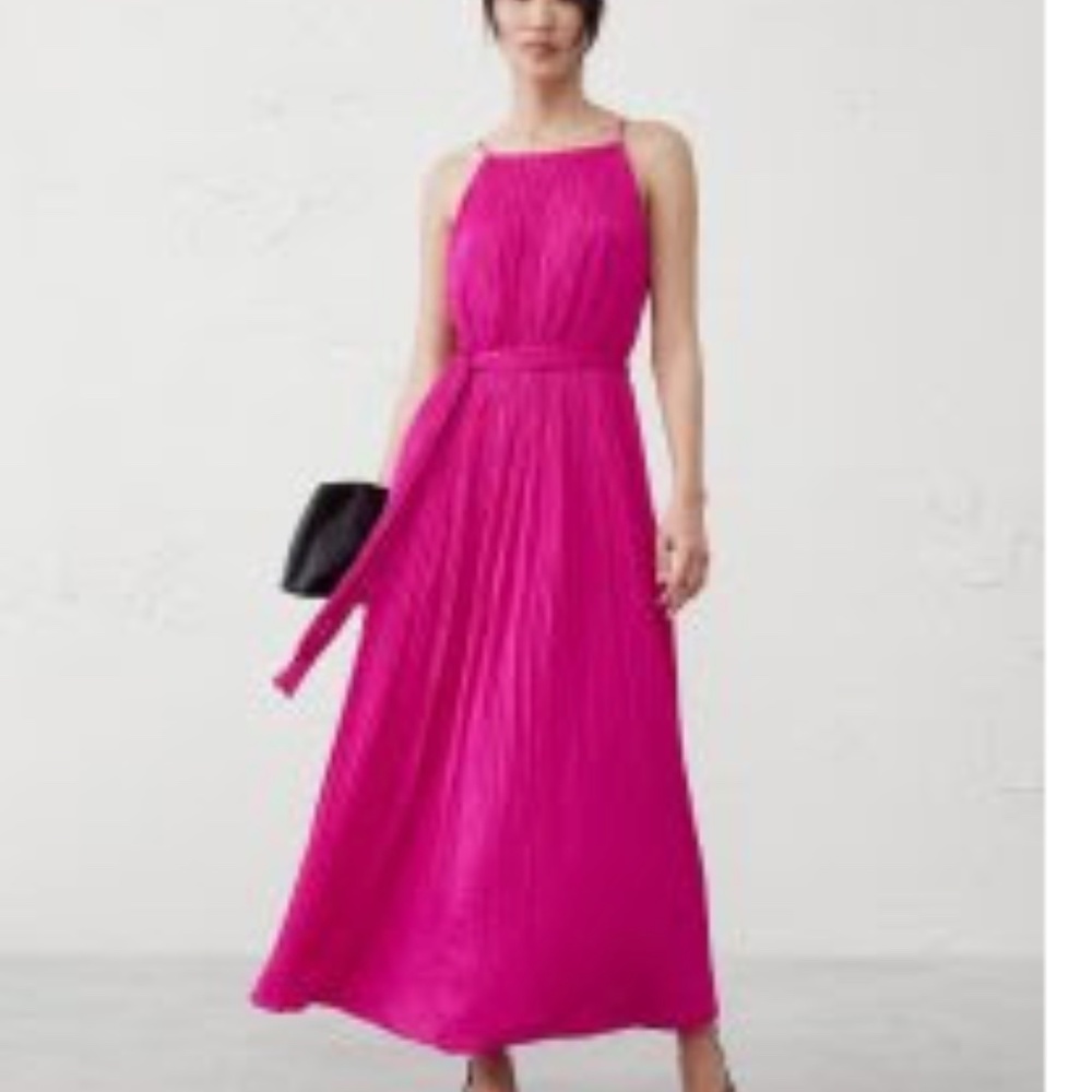 NWT Banana Republic Factory Fine-Gathers Maxi Dress in Night Fuscia M Petite